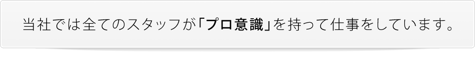 当社では全てのスタッフが「プロ意識」を持って仕事をしています。